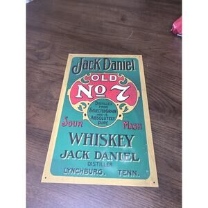 Vintage 1998 Jack Daniels Old No. 7 Whiskey Tin Sign 11”x 17" Sour Mash. Mint